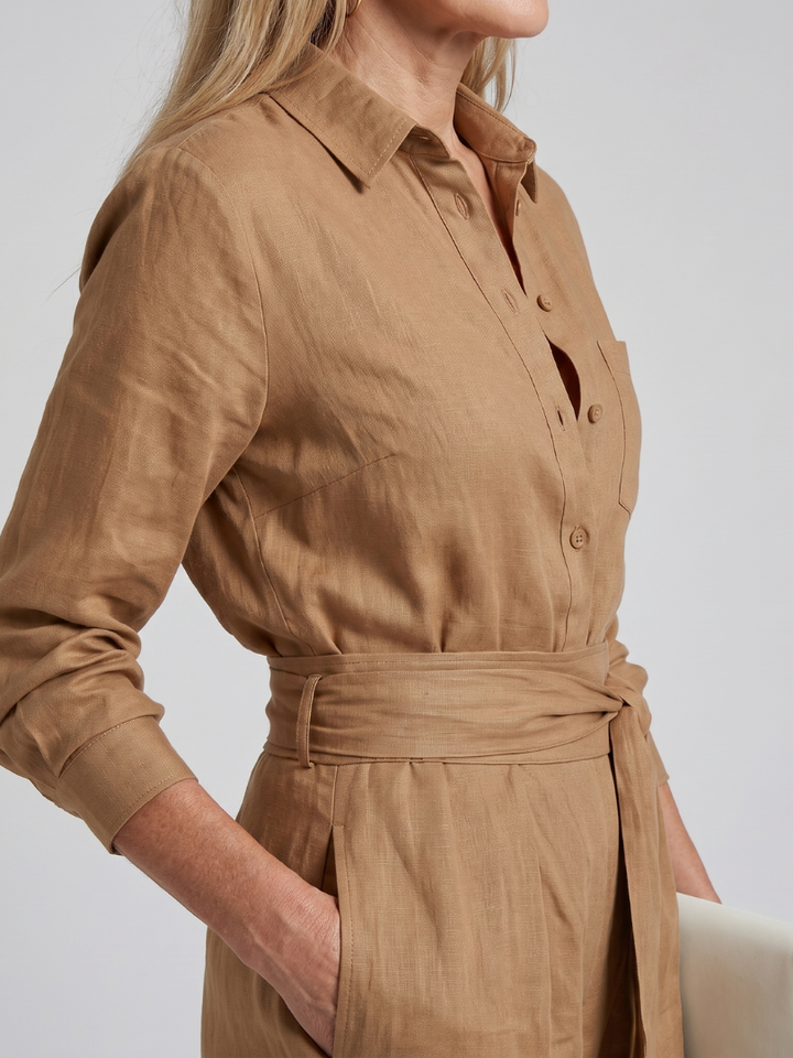 Jovie | Jumpsuit s dlouhým rukávem, knoflíky a širokými nohavicemi