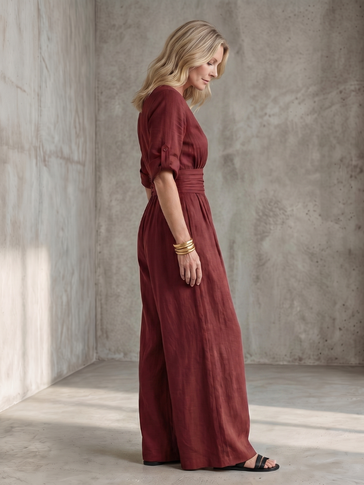 Wanda | Jumpsuit s křížením vpředu a širokými nohavicemi