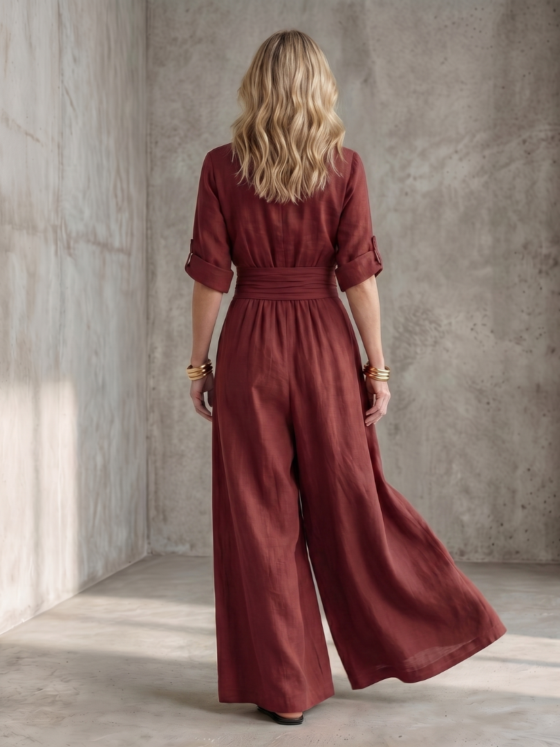 Wanda | Jumpsuit s křížením vpředu a širokými nohavicemi