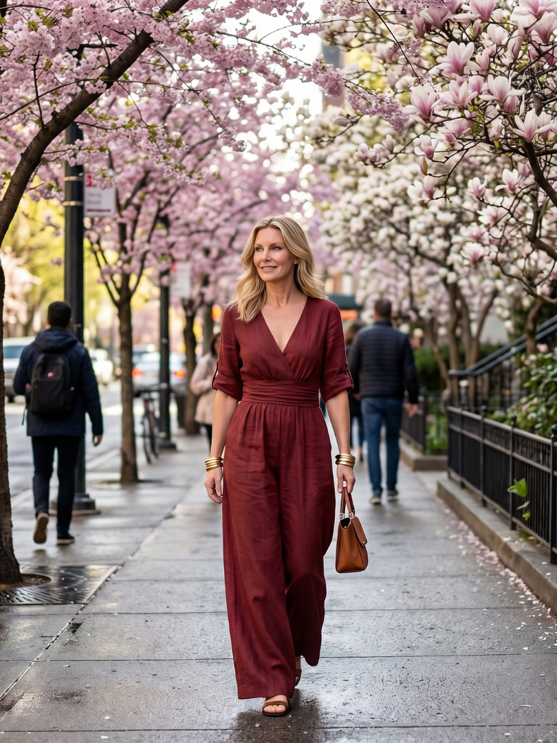 Wanda | Jumpsuit s křížením vpředu a širokými nohavicemi