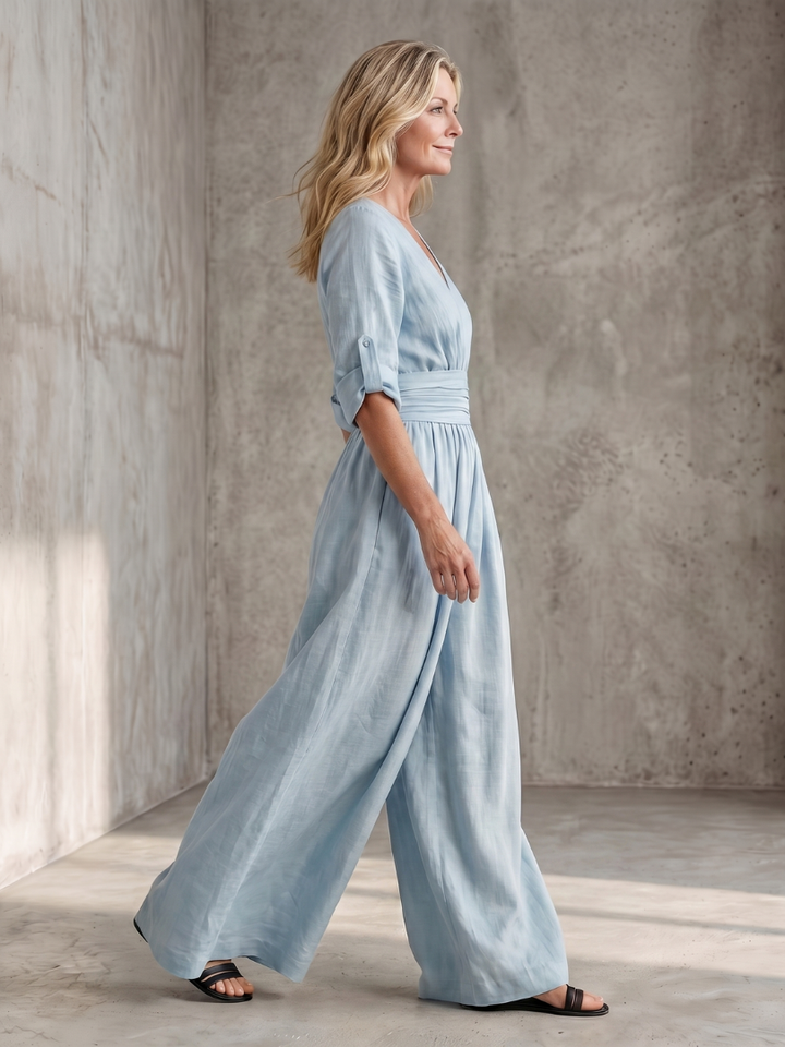 Wanda | Jumpsuit s křížením vpředu a širokými nohavicemi