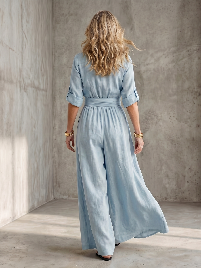 Wanda | Jumpsuit s křížením vpředu a širokými nohavicemi