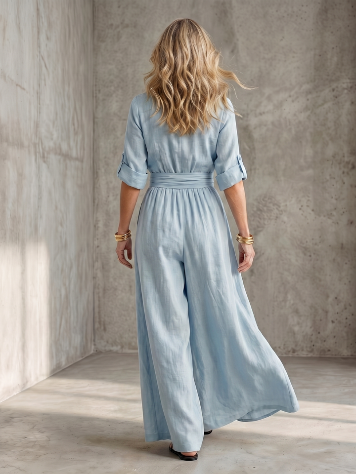 Wanda | Jumpsuit s křížením vpředu a širokými nohavicemi