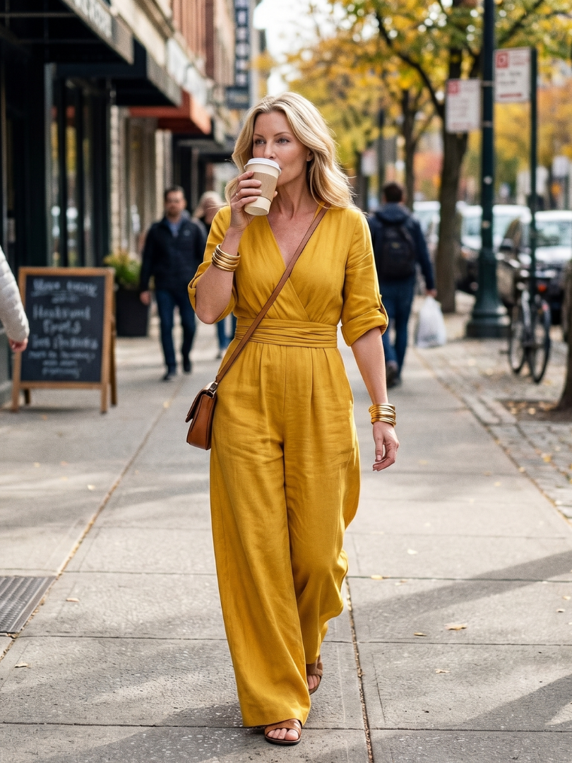 Wanda | Jumpsuit s křížením vpředu a širokými nohavicemi