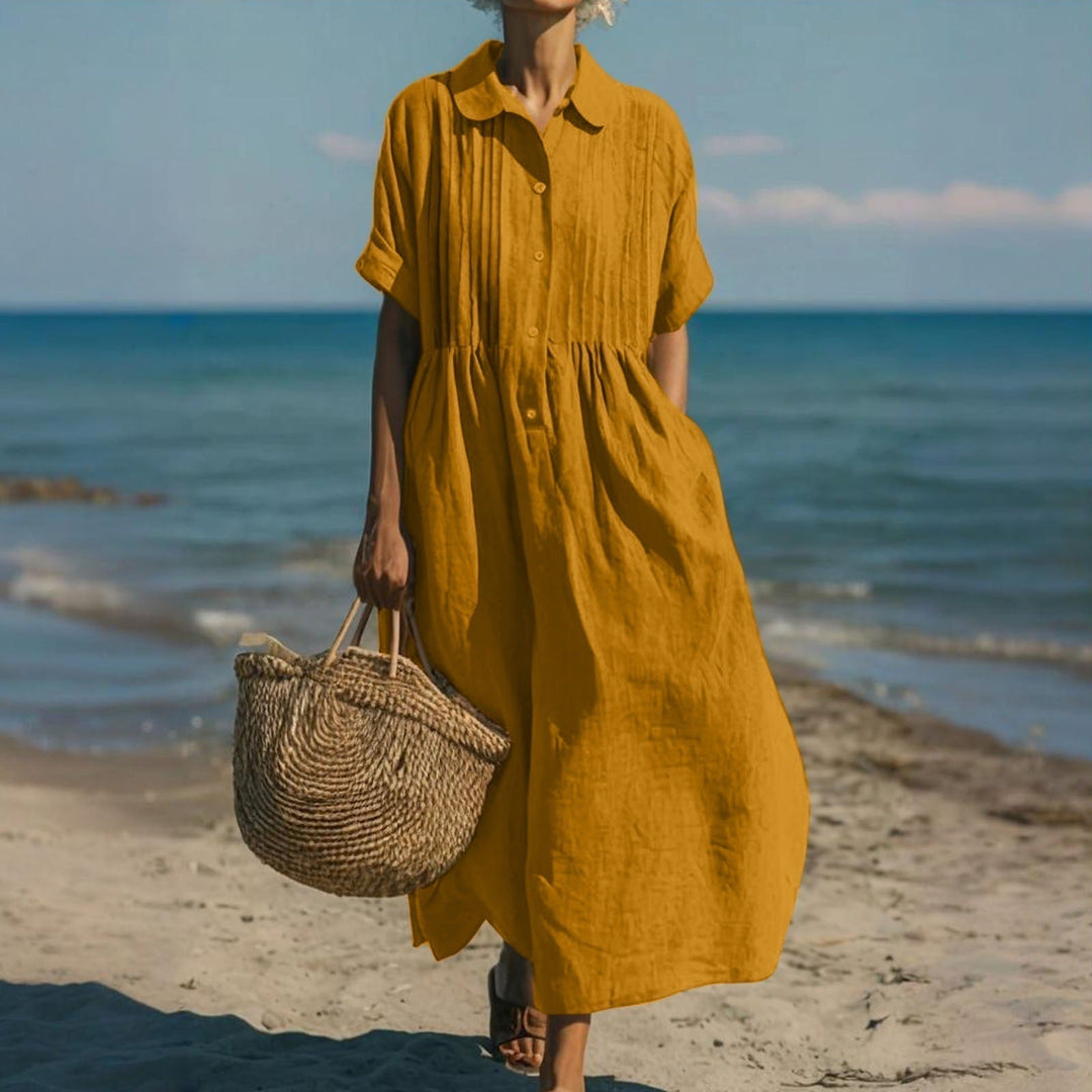 SABINA - ELEGANTNÍ LÍNENÁ ŠATY PRO ŽENY