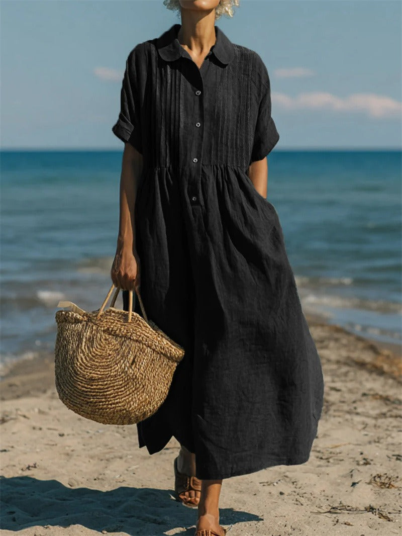 SABINA - ELEGANTNÍ LÍNENÁ ŠATY PRO ŽENY
