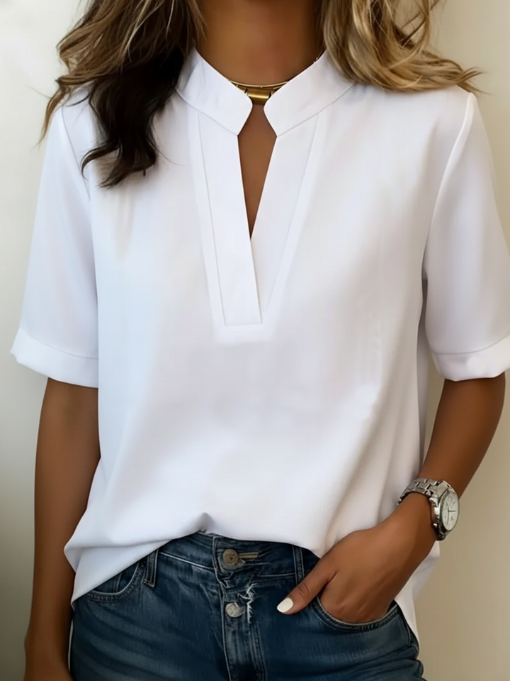Elena | Elegantní blůza s výstřihem do V a zlatým detailem