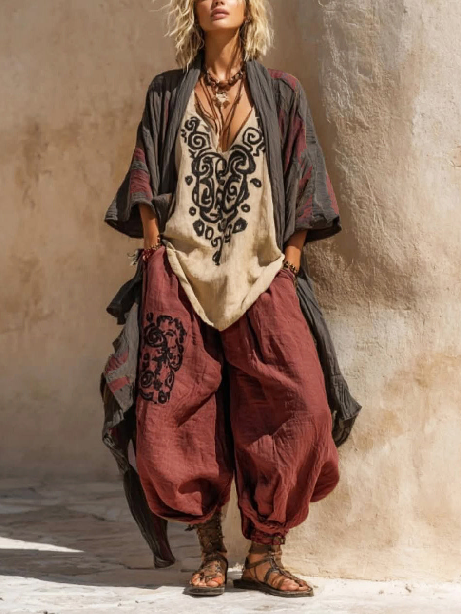 Svetlana | Boho umělecký set z lnu a bavlny