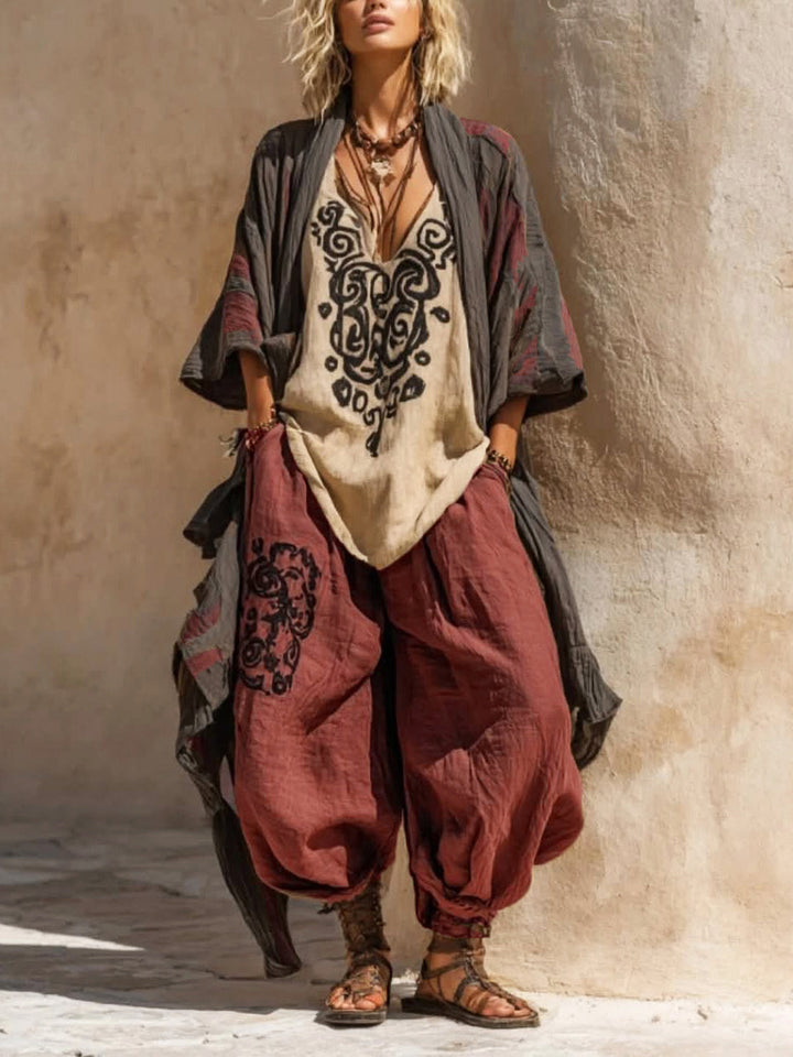 Svetlana | Boho umělecký set z lnu a bavlny