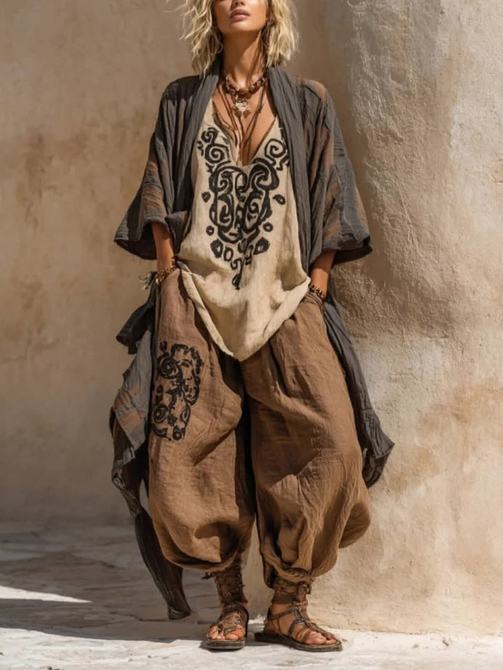 Svetlana | Boho umělecký set z lnu a bavlny